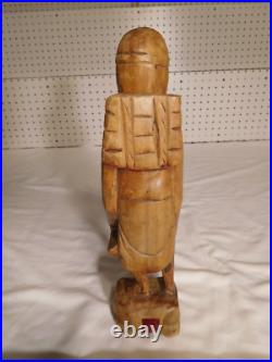 Vintage Chinese Carved Wood Asian Man with Backpack