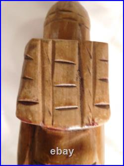 Vintage Chinese Carved Wood Asian Man with Backpack