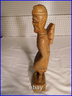 Vintage Chinese Carved Wood Asian Man with Backpack