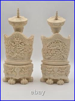 Vintage Chinese Hand-Carved Resin Emperor and Empress Figurine 12 Inch Statue