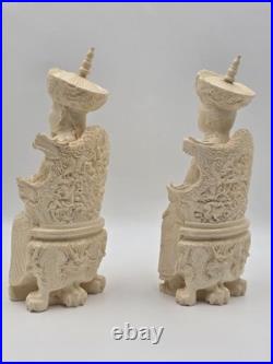 Vintage Chinese Hand-Carved Resin Emperor and Empress Figurine 12 Inch Statue