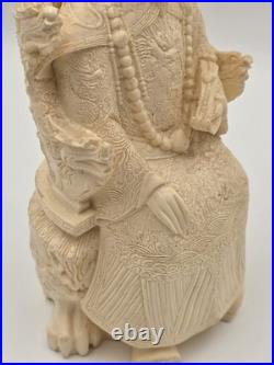 Vintage Chinese Hand-Carved Resin Emperor and Empress Figurine 12 Inch Statue