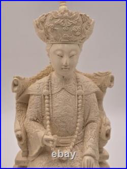 Vintage Chinese Hand-Carved Resin Emperor and Empress Figurine 12 Inch Statue