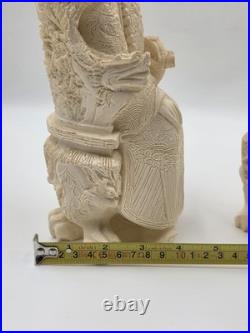 Vintage Chinese Hand-Carved Resin Emperor and Empress Figurine 12 Inch Statue