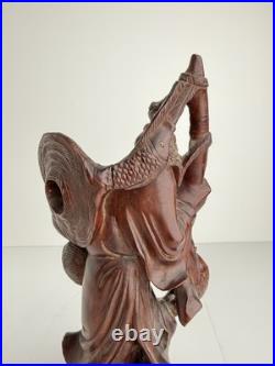 Vintage Chinese Style Hand Carved Wood Fisherman & Child Statue 12 Asian Art