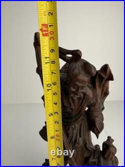 Vintage Chinese Style Hand Carved Wood Fisherman & Child Statue 12 Asian Art Vintage Chinese Style Hand Carved Wood Fisherman & Child Statue 12 Asian Art
