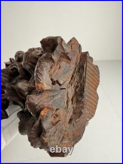Vintage Chinese Style Hand Carved Wood Fisherman & Child Statue 12 Asian Art