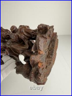Vintage Chinese Style Hand Carved Wood Fisherman & Child Statue 12 Asian Art