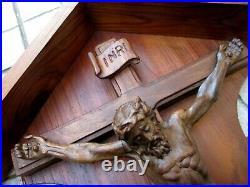 Vintage Christ On The Cross Sacred Art Wood Carving Handmade By Angel Ripoll