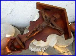 Vintage Christ On The Cross Sacred Art Wood Carving Handmade By Angel Ripoll