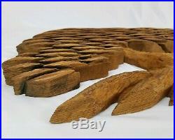 Vintage Cypress Wood Wall Sculpture Tree of Life Carved Relief MCM 55.5 x 18