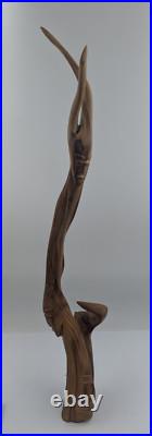 Vintage Drift Wood Carved Man Faces Spirit Wizard Whittle Sculpture Art Vintage Drift Wood Carved Man Faces Spirit Wizard Whittle Sculpture Art