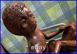 Vintage Erotic Hand-Carved Jamaican Sculpture 1970s, Solid Wood Art