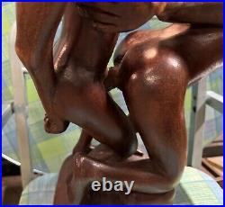 Vintage Erotic Hand-Carved Jamaican Sculpture 1970s, Solid Wood Art