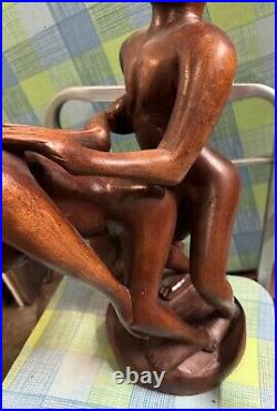 Vintage Erotic Hand-Carved Jamaican Sculpture 1970s, Solid Wood Art