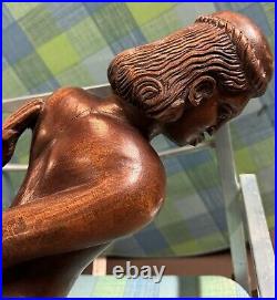 Vintage Erotic Hand-Carved Jamaican Sculpture 1970s, Solid Wood Art