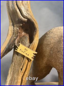 Vintage Folk Art Carved Painted Wooden Kodiak Bear Salmon Signed Dated Carving