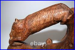 Vintage Folk Art Whimsical Wood Carving Boot shoe Mice Rodents house