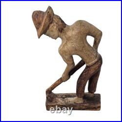 Vintage Folk Art Wood Carving Statue Sculpture African Farmers Haitian Haiti Vintage Folk Art Wood Carving Statue Sculpture African Farmers Haitian Haiti