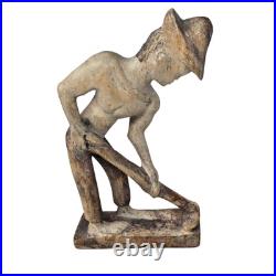 Vintage Folk Art Wood Carving Statue Sculpture African Farmers Haitian Haiti Vintage Folk Art Wood Carving Statue Sculpture African Farmers Haitian Haiti