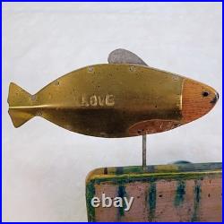 Vintage Folk Art Wood Sculpture Fish by Dick Libby Dickinson's Weathervane 683
