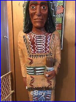 Vintage Frank Gallagher Cigar Store Indian 5 Tall Wood Carved Cheers TV Show
