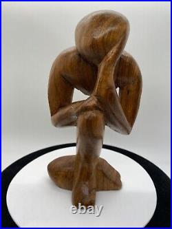 Vintage Free Form Modernist Wood Sculpture Thinker Man Minimalist Style Vintage Free Form Modernist Wood Sculpture Thinker Man Minimalist Style