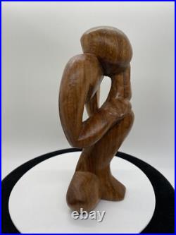 Vintage Free Form Modernist Wood Sculpture Thinker Man Minimalist Style Vintage Free Form Modernist Wood Sculpture Thinker Man Minimalist Style