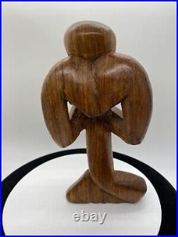 Vintage Free Form Modernist Wood Sculpture Thinker Man Minimalist Style Vintage Free Form Modernist Wood Sculpture Thinker Man Minimalist Style
