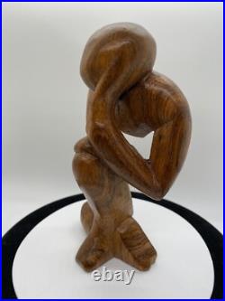 Vintage Free Form Modernist Wood Sculpture Thinker Man Minimalist Style Vintage Free Form Modernist Wood Sculpture Thinker Man Minimalist Style