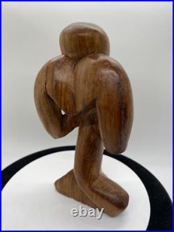 Vintage Free Form Modernist Wood Sculpture Thinker Man Minimalist Style Vintage Free Form Modernist Wood Sculpture Thinker Man Minimalist Style