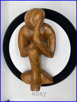 Vintage Free Form Modernist Wood Sculpture Thinker Man Minimalist Style Vintage Free Form Modernist Wood Sculpture Thinker Man Minimalist Style