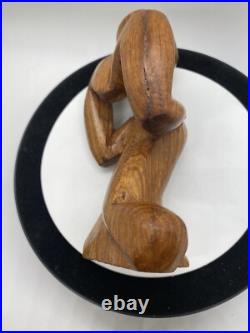 Vintage Free Form Modernist Wood Sculpture Thinker Man Minimalist Style Vintage Free Form Modernist Wood Sculpture Thinker Man Minimalist Style