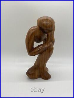 Vintage Free Form Modernist Wood Sculpture Thinker Man Minimalist Style Vintage Free Form Modernist Wood Sculpture Thinker Man Minimalist Style