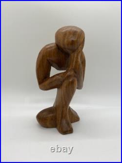Vintage Free Form Modernist Wood Sculpture Thinker Man Minimalist Style Vintage Free Form Modernist Wood Sculpture Thinker Man Minimalist Style