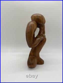 Vintage Free Form Modernist Wood Sculpture Thinker Man Minimalist Style Vintage Free Form Modernist Wood Sculpture Thinker Man Minimalist Style