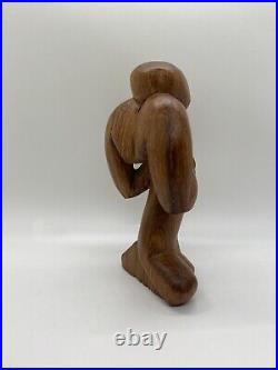 Vintage Free Form Modernist Wood Sculpture Thinker Man Minimalist Style Vintage Free Form Modernist Wood Sculpture Thinker Man Minimalist Style