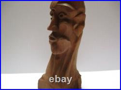 Vintage Funk Art Outsider Expressionist Wood Carving Sculpture Head Face Mod