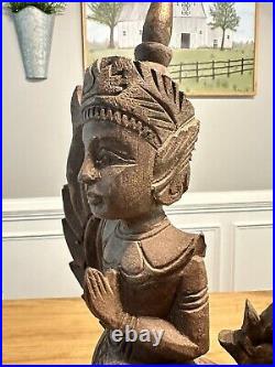 Vintage Garuda Wood Statue Hand Carved Large 22 H X 19 L Thailand