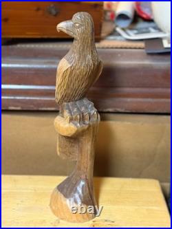 Vintage H. Nassau 1982 Hand Carved Wood Eagle Hawk Sculpture Signed 82