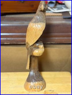 Vintage H. Nassau 1982 Hand Carved Wood Eagle Hawk Sculpture Signed 82