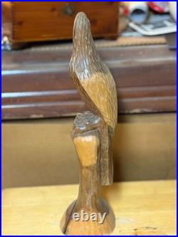 Vintage H. Nassau 1982 Hand Carved Wood Eagle Hawk Sculpture Signed 82