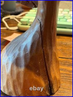 Vintage H. Nassau 1982 Hand Carved Wood Eagle Hawk Sculpture Signed 82
