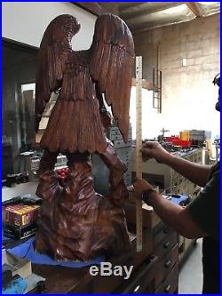 Vintage HAND CARVED wood American Eagle 4 ft tall Statue Sculpture Carving