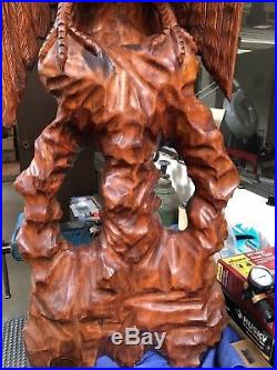 Vintage HAND CARVED wood American Eagle 4 ft tall Statue Sculpture Carving