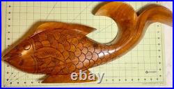 Vintage Haitian Hand-Carved Mahogany Fish Sculpture 22 Folk Art Mid-Century Vintage Haitian Hand-Carved Mahogany Fish Sculpture 22 Folk Art Mid-Century