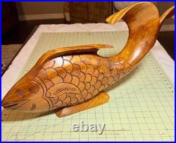 Vintage Haitian Hand-Carved Mahogany Fish Sculpture 22 Folk Art Mid-Century Vintage Haitian Hand-Carved Mahogany Fish Sculpture 22 Folk Art Mid-Century