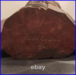 Vintage Hand-Carved Balinese Teak Bust Sculpture, Klungkung