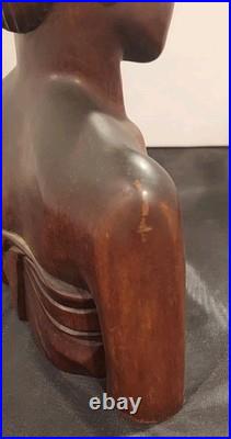 Vintage Hand-Carved Balinese Teak Bust Sculpture, Klungkung