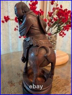 Vintage Hand-Carved Bamboo Sculpture Asian Musical Scene Flute Player on Wat